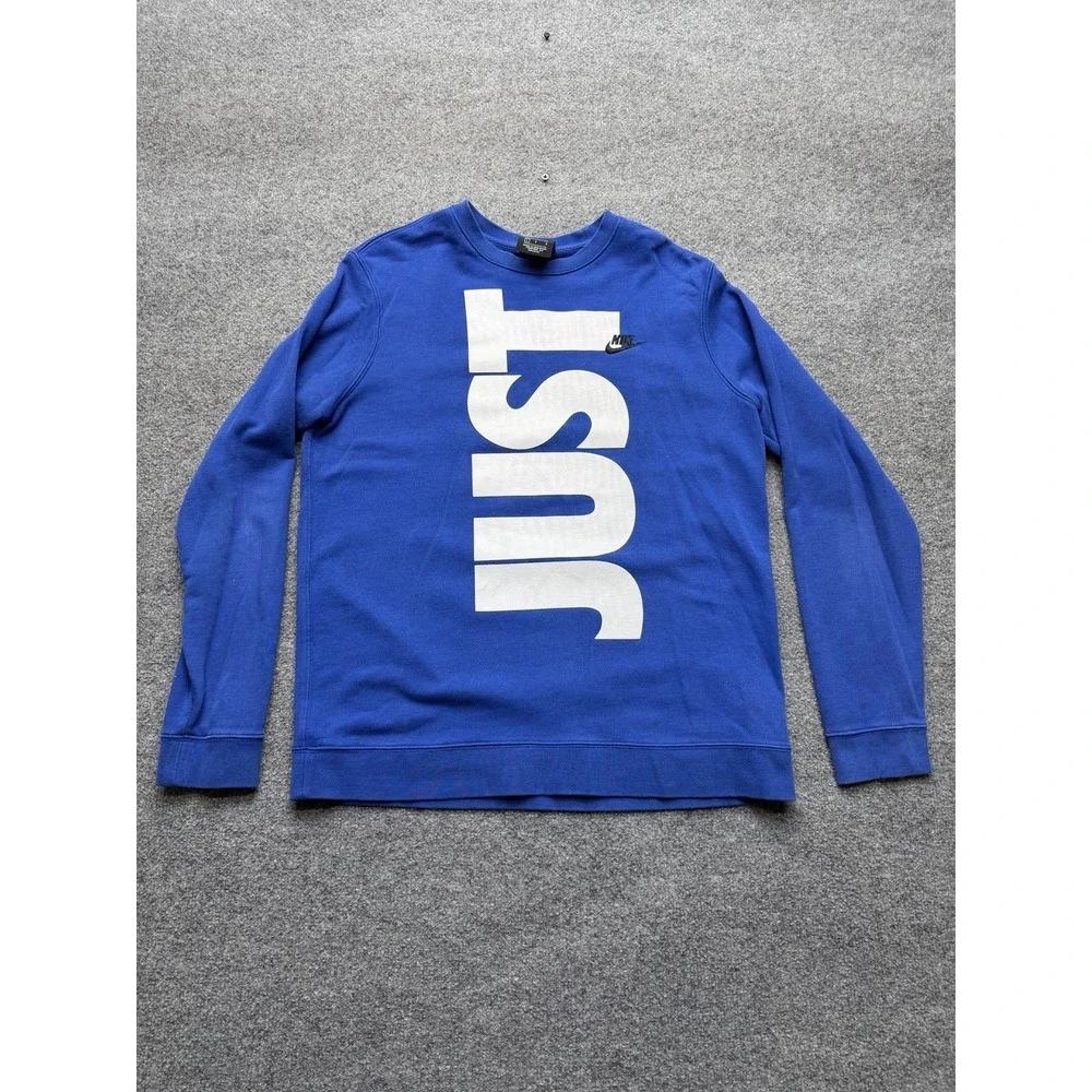 Nike Crewneck Men's Size Large Blue White Spellout‎